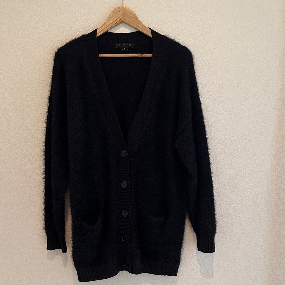 Sanctuary Black Button-Up Cardigan